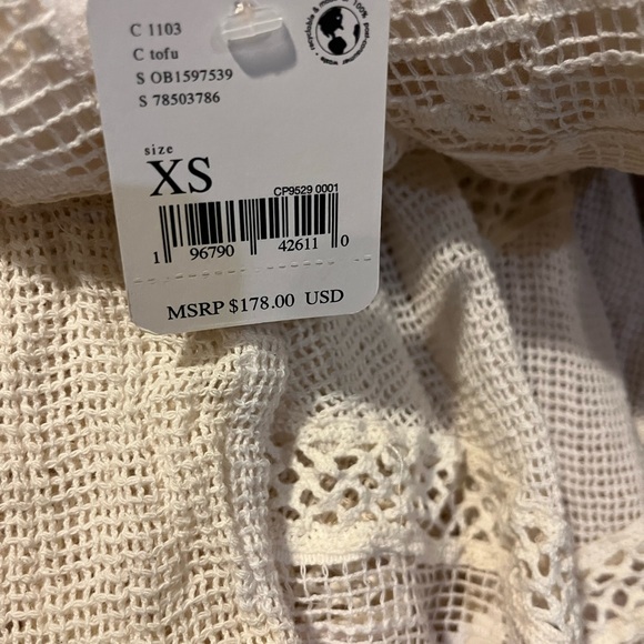 FREE PEOPLE / NWT TOFU IVORY REBEL CROCHET MAXI LONG SKIRT XS - Picture 9 of 9